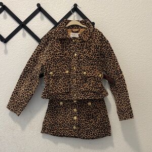 Crewcuts Leopard Print Blazer and Skirt Set